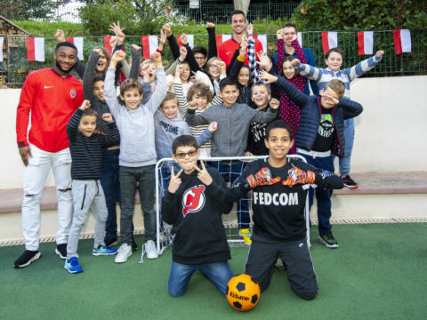 Two Red and Whites visit Fontvieille Elementary School