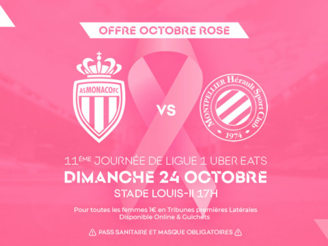 Places à 1€ pour les femmes contre Montpellier pour Octobre Rose