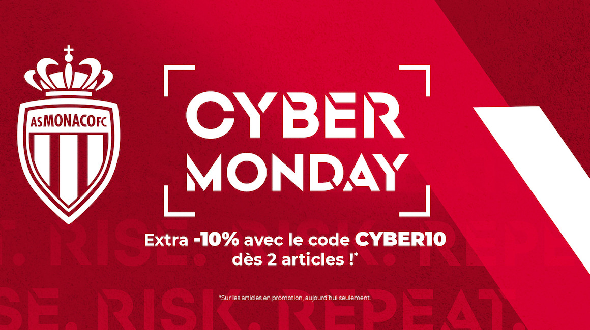 Prolonge le Black Friday avec le Cyber Monday sur l'AS Monaco Shop