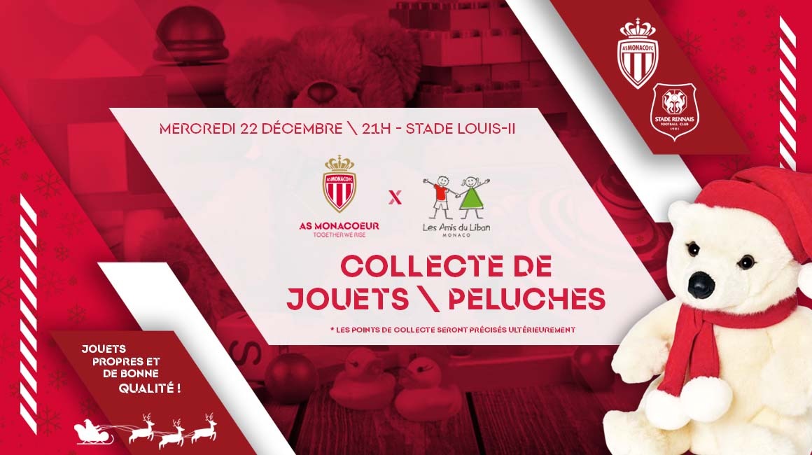 Une collecte de peluches et de jouets avant Monaco-Rennes