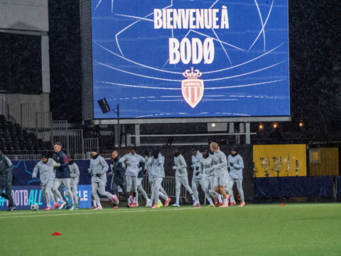 Les Monégasques à l'entraînement à l'Aspmyra Stadion de Bodø/Glimt