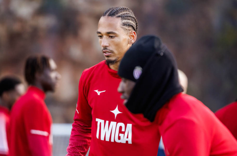 La pr&eacute;pa' des joueurs de l'AS Monaco avant le choc &agrave; Lens